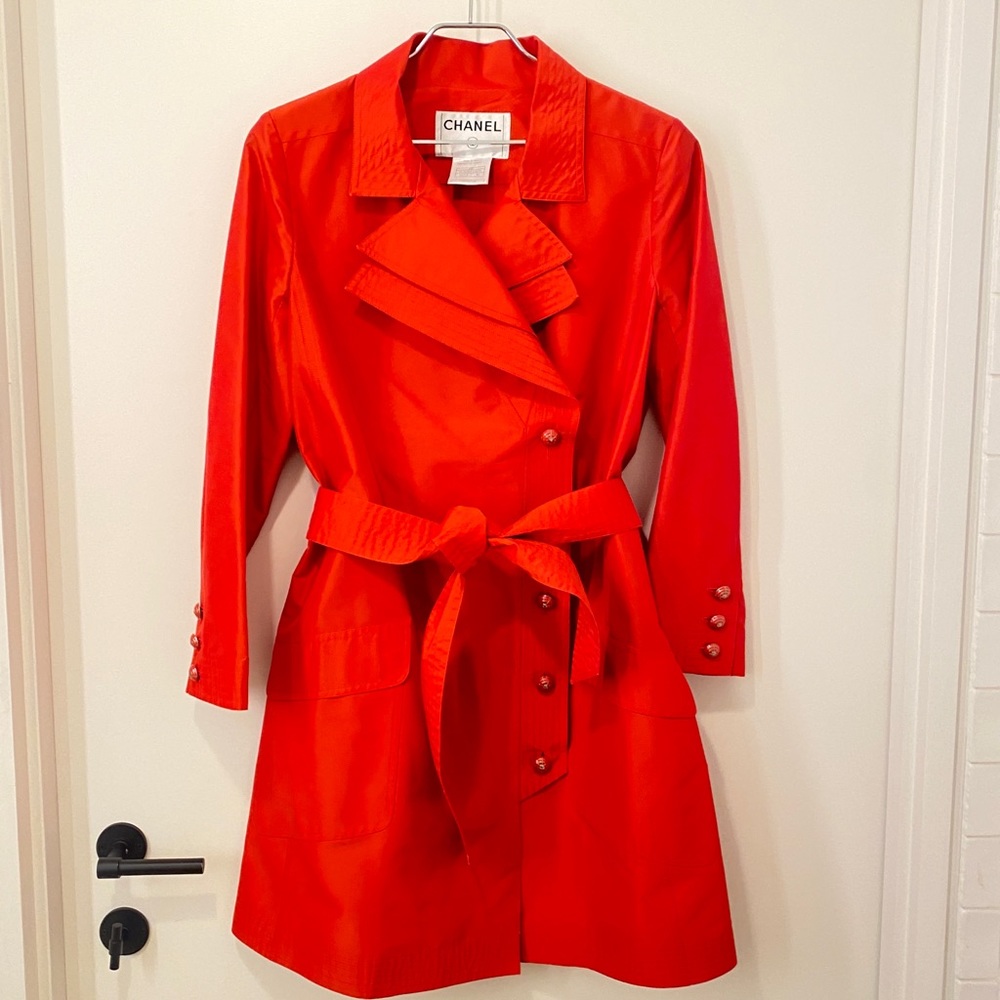 Chanel Silk Trench Coat Size 40